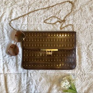 Brown & Gold Clutch/Crossbody Purse!